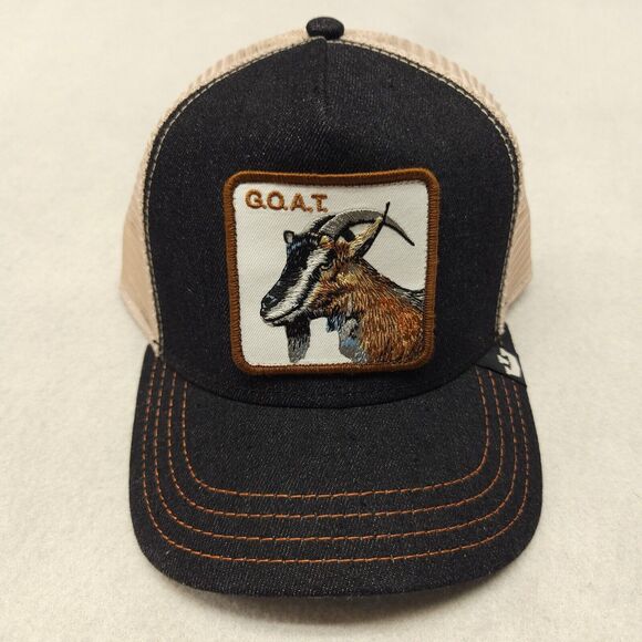 Goorin Bros GOAT Adjustable Casual Trucker Cap Mens Black Beige - Picture 1 of 6